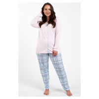 Mateřské pyžamo Italian Fashion Emilly - dlouhé bavlněné Světle růžová-modrá