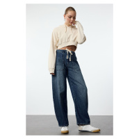 Trendyol Dark Blue High Waist Barrel Baggy Jeans