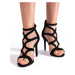 Krásné dámské sandály černé na jehlovém podpatku