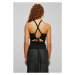 Ladies Rib Knit Crossed Back Top - black