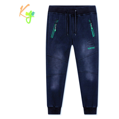 Chlapecké riflové kalhoty/ tepláky, zateplené KUGO FK0318, modrá Barva: Modrá