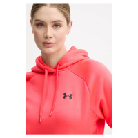 Mikina Under Armour Armour Fleece Pro dámská, červená barva, s kapucí, hladká, 1386504