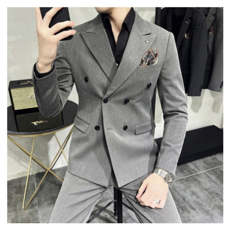 Pánský komplet dvouřadé sako + kalhoty oblek luxusní JFC FASHION