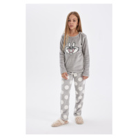 DEFACTO Girls Pajama Set Looney Tunes Plush Long Sleeve Top Long Bottom