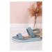 Modré kožené platformové sandály 1-28029