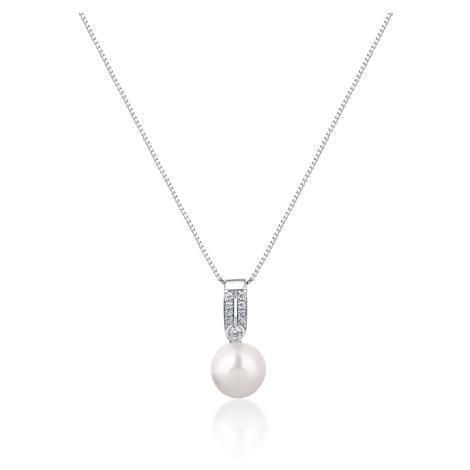 JwL Luxury Pearls Elegantní náhrdelník s pravou perlou a zirkony JL0748 (řetízek, přívěsek)