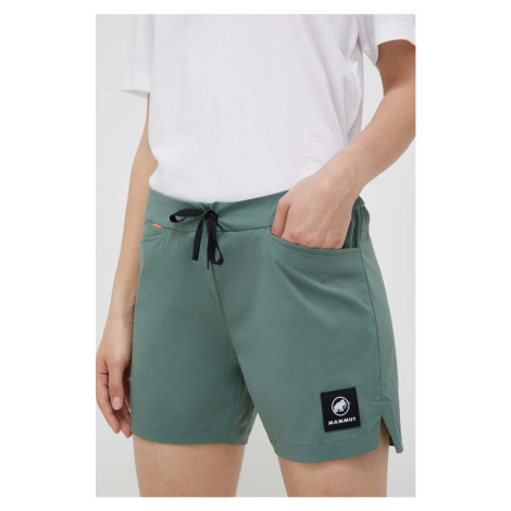 Outdoorové šortky Mammut Massone Light zelená barva, medium waist