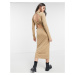 Weekday Begonia cut out back midi dress in camel-Neutral