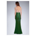 Dámské společenské šaty SOKY SOKA s perličkami a krajkou dlouhé zelené - - SOKY&SOKA