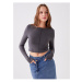 LC Waikiki Crew Neck Plain Long Sleeve Crop Women's T-Shirt