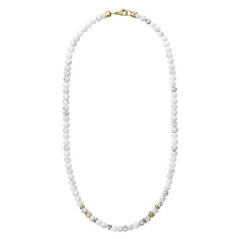 Manoki Pánský korálkový náhrdelník Angelo Gold - 6 mm přírodní bílý howlit WA632GW Bílá/čirá 55 