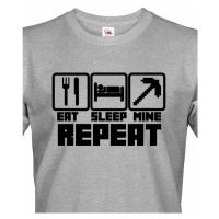 Pánské tričko Eat Sleep Mine Repeat - triko pro hráče Minecraft