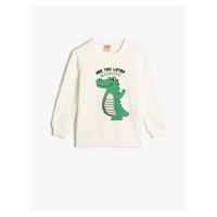 Koton Dinosaur Sweatshirt Crew Neck Long Sleeve Cotton