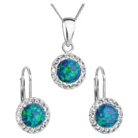 Evolution Group Třpytivá souprava šperků s krystaly Preciosa 39160.1 & green s.opal (náušnice, ř