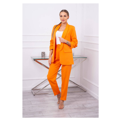 Elegantní set bundy a kalhot oranžové barvy Kesi