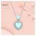 GRACE Silver Jewellery Stříbrný náhrdelník s modrým opálem Lidia - stříbro 925/1000, srdce NH-BS
