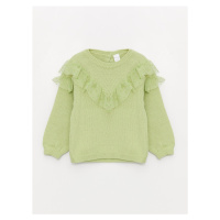 LC Waikiki Crew Neck Long Sleeve Ruffle Detail Baby Girl Knitwear Sweater