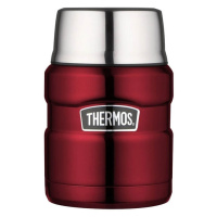 Thermos Style Termoska na jídlo se skládácí lžící a šálkem - červená 470 ml