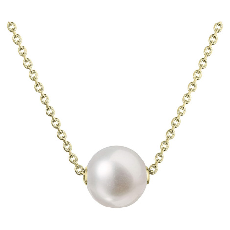 Evolution Group Pozlacený dámský náhrdelník s pravou říční perlou 22047.1