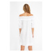 Trendyol White Carmen Collar Voile Beach Dress