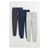 H & M - Kalhoty jogger z bavlněného žerzeje 3 kusy - modrá