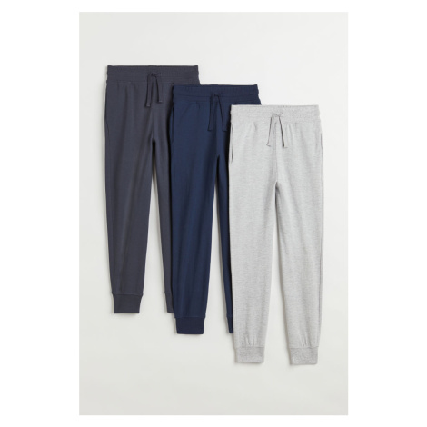 H & M - Kalhoty jogger z bavlněného žerzeje 3 kusy - modrá H&M