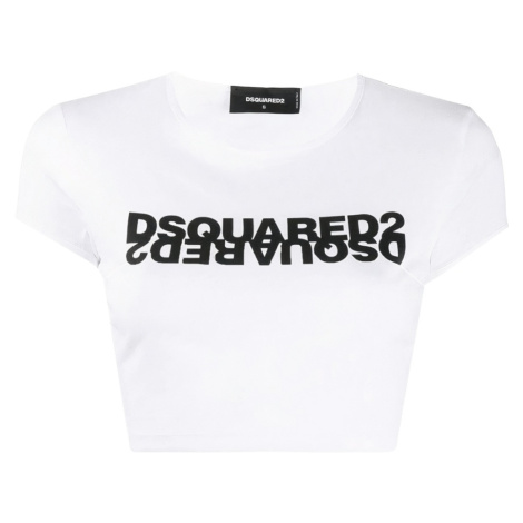 DSQUARED2 Mirror White crop tričko Dsquared²