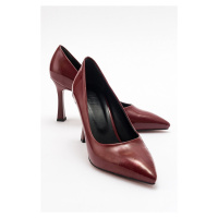 LuviShoes FOREST Women's Burgundy Patent Leather Heeled Shoes
