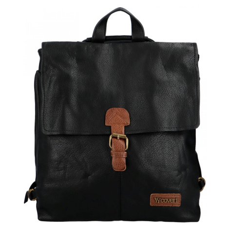 Jednoduchý dámský koženkový batoh Eduarde, černá Coveri