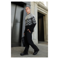 Trendyol Black Regular Crew Neck Ethnic Knitwear Sweater