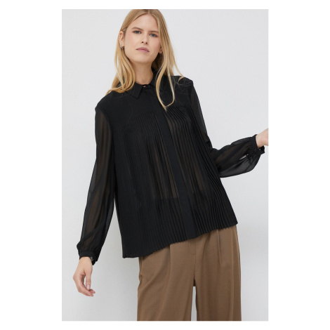 Košile Emporio Armani dámská, černá barva, regular, s klasickým límcem