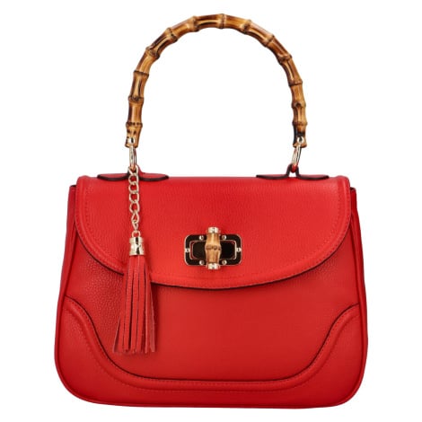 Luxusní dámská kožená kabelka Elenne, červená Delami Vera Pelle