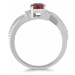 Prsten stříbrný s broušeným granátem a zirkony Ag 925 030163 GT - 62 mm , 2,3 g
