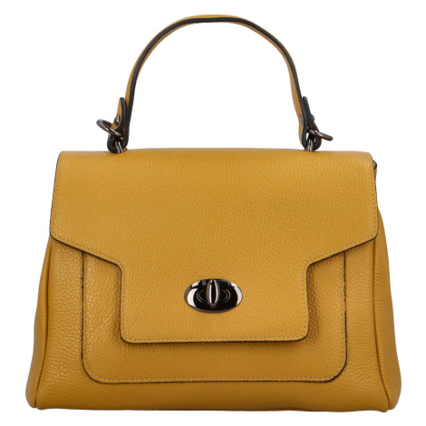 Luxusní dámská kožená kabelka do ruky Lúthien, žlutá Delami Vera Pelle