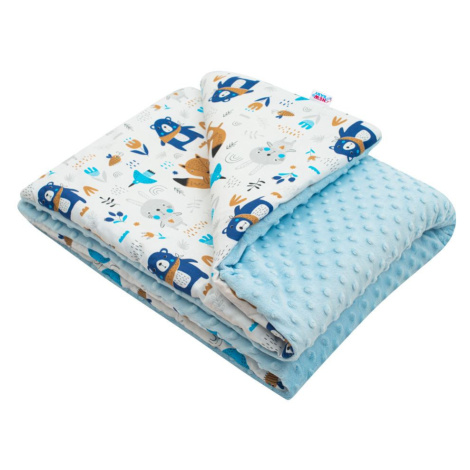 Dětská deka z Minky s výplní New Baby Medvídci modrá 80x102 cm