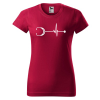 DOBRÝ TRIKO Dámské tričko s potiskem Tep stetoskop Barva: Marlboro červená