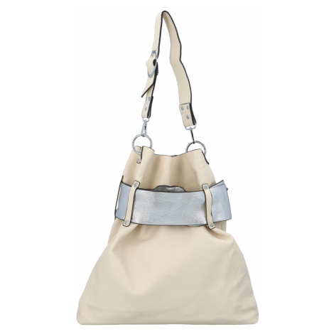 Luxusní dámská kabelka béžovo stříbrná - Paolo Bags Manue béžová