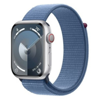 Apple Watch Series 9 45mm Cellular Stříbrný hliník s ledově modrým provlékacím sportovním řemínk