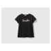 Benetton, T-shirt With Glittery Logo In Organic Cotton