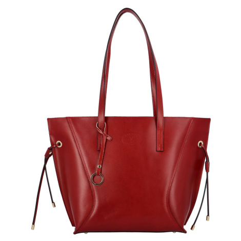Sympatická velká dámská kožená taška Modesi, červená Delami Vera Pelle