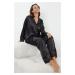 Trendyol Black Lace Detailed Satin Woven Pajama Set