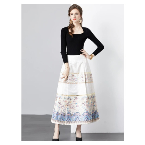 Dvoudílný set jednobarevný top a vintage sukně LINDA DGiia