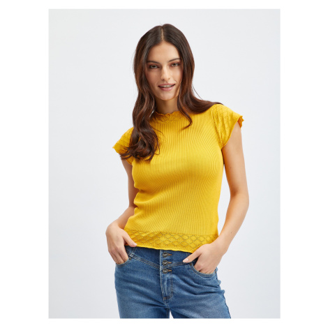 Žluté dámské tričko se stojáčkem ORSAY