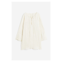 H & M - Mačkané tunikové šaty - bílá