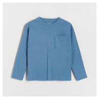 Reserved - Oversize tričko s dlouhým rukávem s kapsou - Modrá