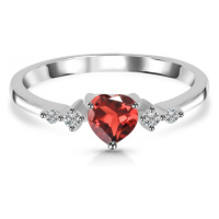 Klenoty Amber Luxusní stříbrný prsten s granátem a topazy Srdíčko