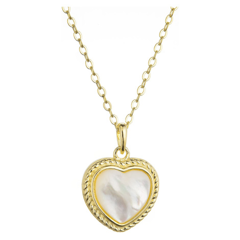 Evolution Group Pozlacený stříbrný náhrdelník srdce s perleťovým zirkonem 12058.1