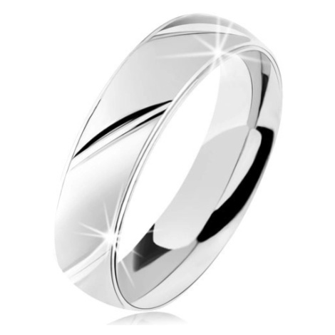 Prsten ze stříbra 925, matný povrch, šikmé lesklé zářezy Šperky eshop