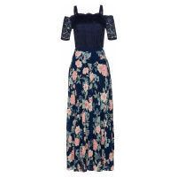 Šifonové šaty s krajkou a květovým potiskem