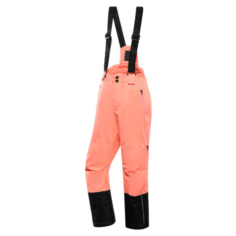 Alpine Pro Felero Dětské lyžařské kalhoty s Ptx membránou KPAB321 neon salmon